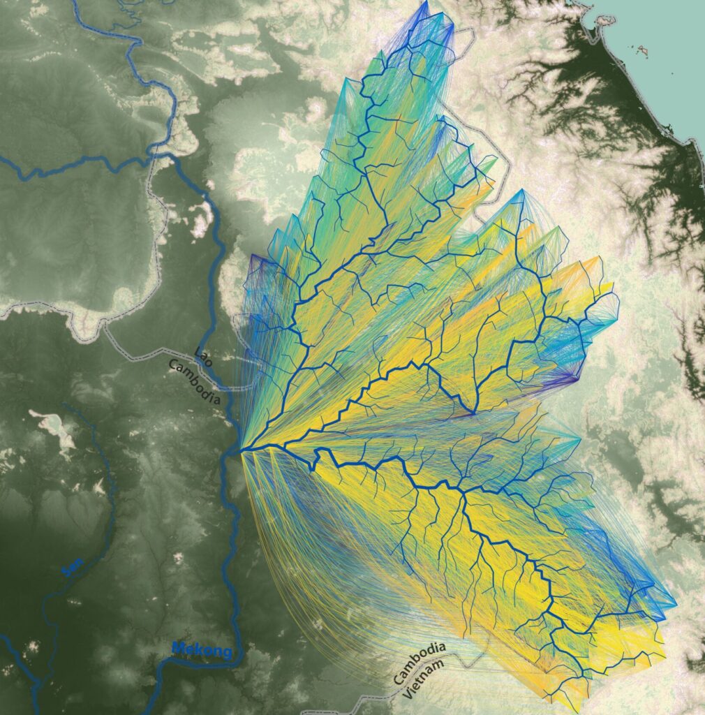 Visualization of the CASCADE sediment connectivity model for the lower Mekong